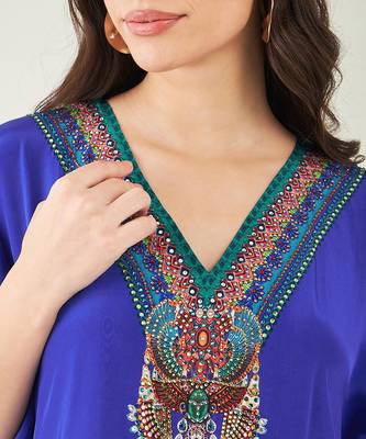 Blue embellished tunic with dhoti pants and dupatta 5