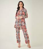 Black and red marine wave print shirt with pants