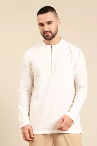 White malai cotton short kurta