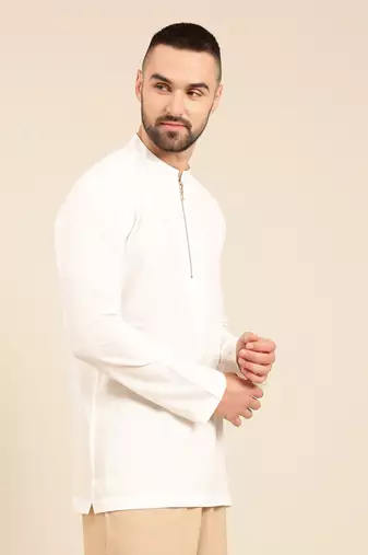 White malai cotton short kurta