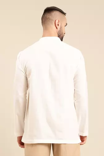 White malai cotton short kurta