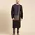 Tri color black silk cotton kurta set