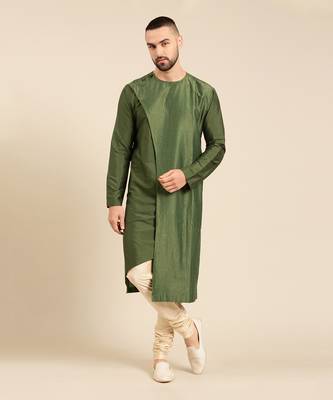 Green silk chanderi kota kurta set 1
