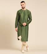 Green silk chanderi kota kurta set