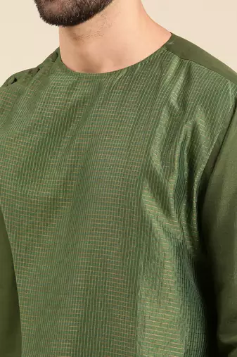 Green silk chanderi kota kurta set