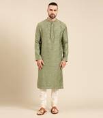 Green silk chanderi kurta set