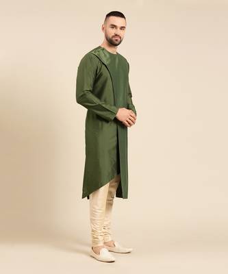 Green silk chanderi kota kurta set 3