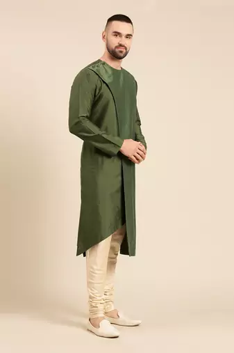 Green silk chanderi kota kurta set