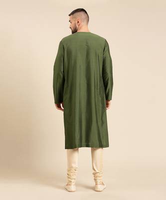Green silk chanderi kota kurta set 4