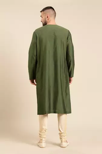 Green silk chanderi kota kurta set