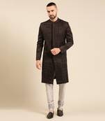 Black silk embroidery sherwani set