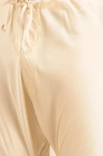 Ivory beige silk jacquard kurta set