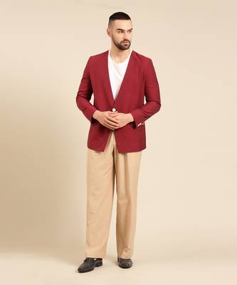 Wine printed cotton blazer 1