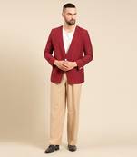 Wine printed cotton blazer