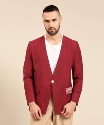 Wine printed cotton blazer 2