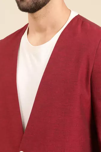 Wine printed cotton blazer