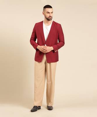 Wine jacket with beige pant 1