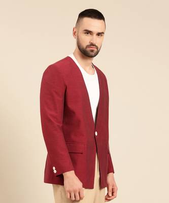 Wine printed cotton blazer 4