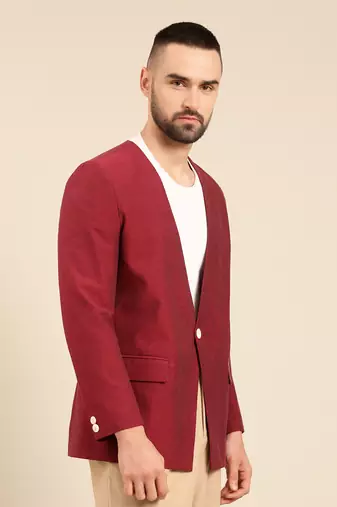Wine printed cotton blazer