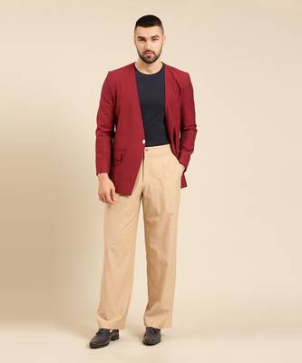 Wine jacket with beige pant 2