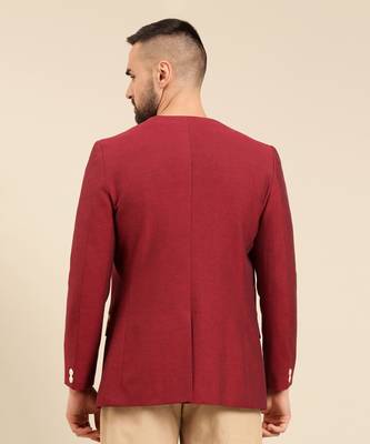 Wine printed cotton blazer 5