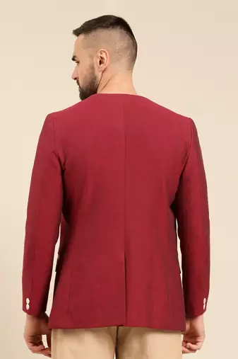 Wine printed cotton blazer