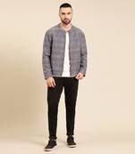 Blue linen bemberg print jacket