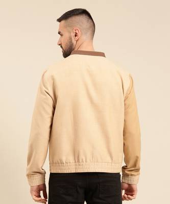 Tri color beige khaki cotton bomber jacket 5