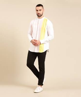 Tri color linen shirt 1