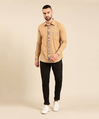 Khaki print malai cotton shirt 1