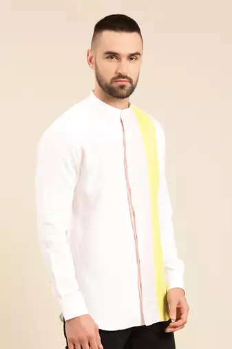 Tri color linen shirt