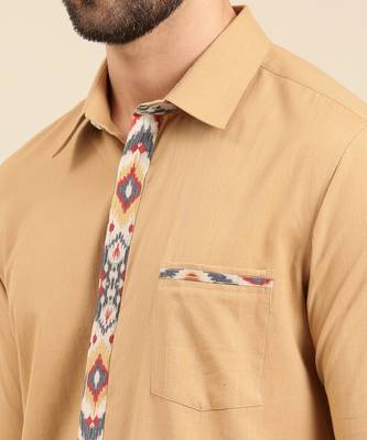 Khaki print malai cotton shirt 3