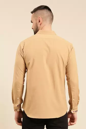 Khaki print malai cotton shirt