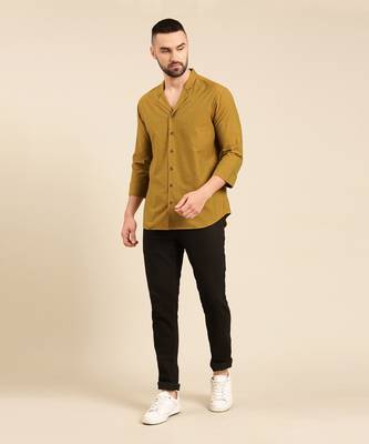 Mustard green malai cotton shirt 1