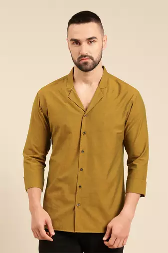 Mustard green malai cotton shirt