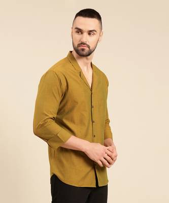 Mustard green malai cotton shirt 4