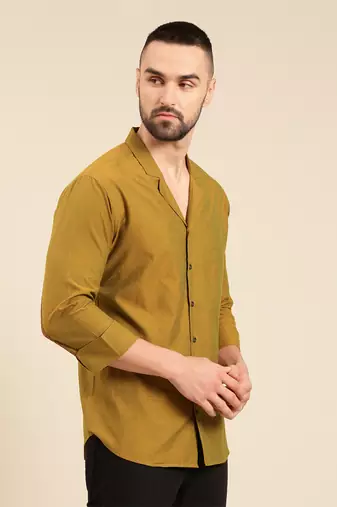 Mustard green malai cotton shirt