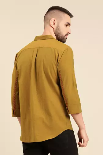 Mustard green malai cotton shirt