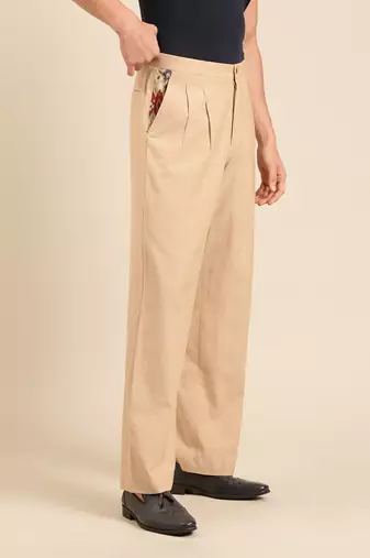 Beige malai cotton pant
