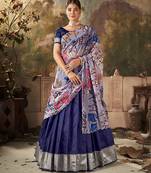 Voilet Purple  Banarasi Semi stitched Lehenga & Unstitched Blouse with Dupatta