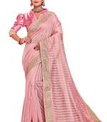 Pink Coding sequin Embroidery Work Tissue Saree