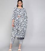 Textile cloth women's white color cotton fabric floral printed kurta pant with dupatta set