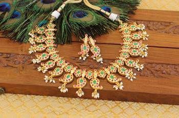 Gold platted antic mango necklace set 2