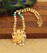 Gold platted lakshmi pearl necklace set