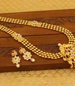 Gold platted peacock kempu necklace set