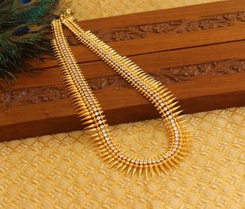Kerala style gold platted long necklace set 1