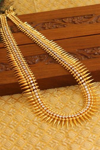 Kerala style gold platted long necklace set