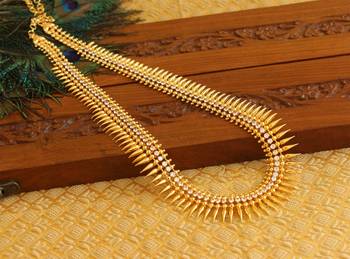 Kerala style gold platted long necklace set 2