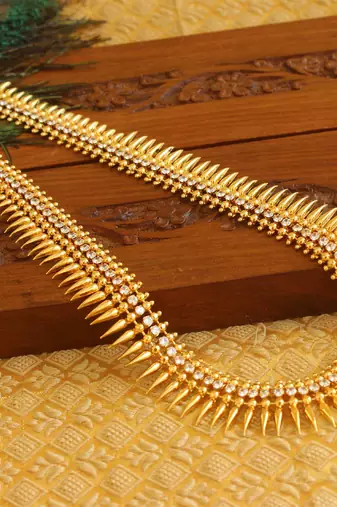 Kerala style gold platted long necklace set