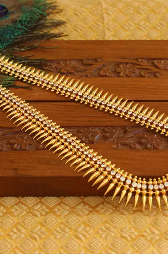 Kerala style gold platted long necklace set